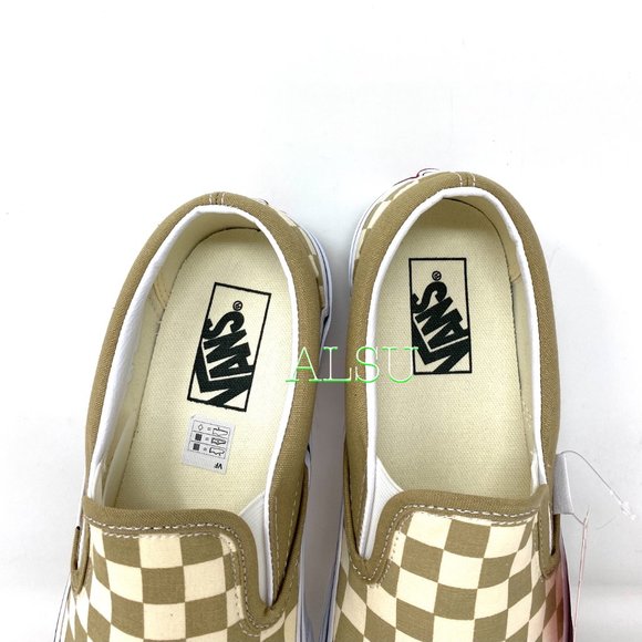 tan and black checkered vans